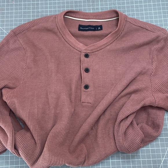 Abercrombie waffle knit long sleeve henley in mauve - Picture 4 of 7